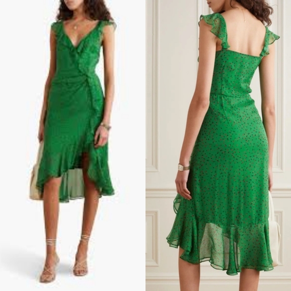 Veronica Beard green floral midi dress